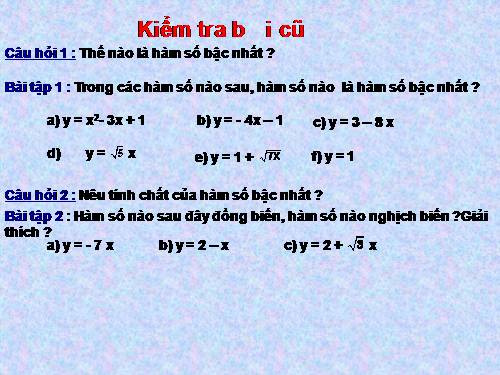 Chương II. §3. Đồ thị của hàm số y = ax + b (a ≠ 0)