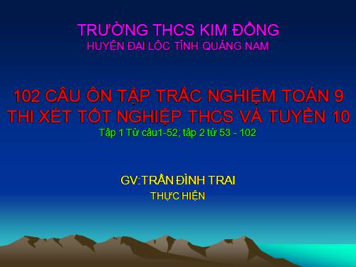 200 CÂU TRẮC NGHIẸM TOÁN 9- HAY- 4/ 5/ 2010