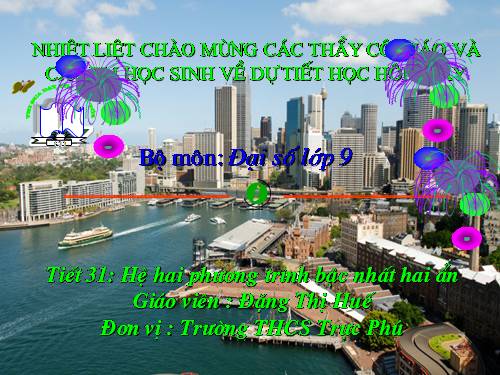 Chương III. §2. Hệ hai phương trình bậc nhất hai ẩn