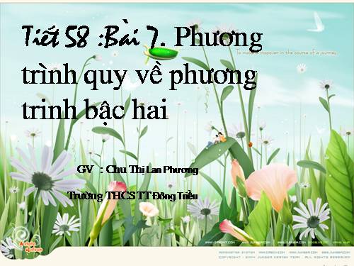 Chương IV. §7. Phương trình quy về phương trình bậc hai