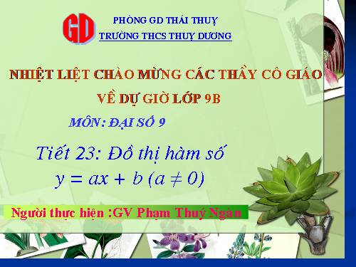 Chương II. §3. Đồ thị của hàm số y = ax + b (a ≠ 0)