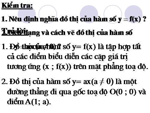 Chương II. §3. Đồ thị của hàm số y = ax + b (a ≠ 0)