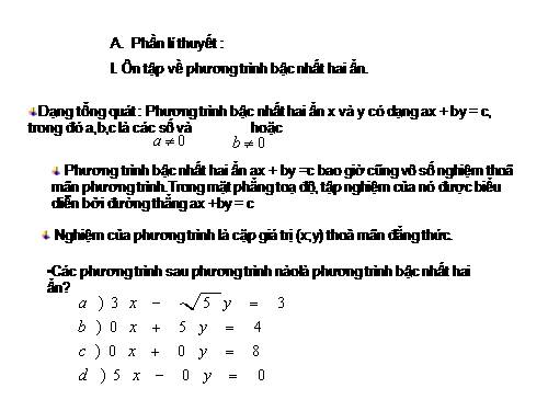 Ôn tập Chương III. Hệ hai phương trình bậc nhất hai ẩn