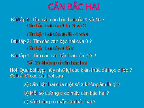 Chương I. §1. Căn bậc hai