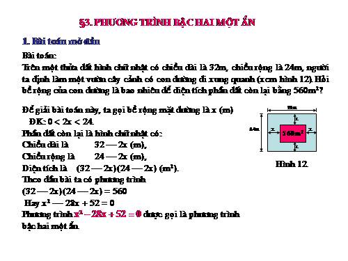Chương IV. §3. Phương trình bậc hai một ẩn