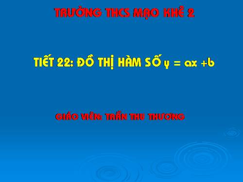Chương II. §3. Đồ thị của hàm số y = ax + b (a ≠ 0)