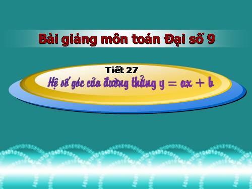 Chương II. §5. Hệ số góc của đường thẳng y = ax + b (a ≠ 0)