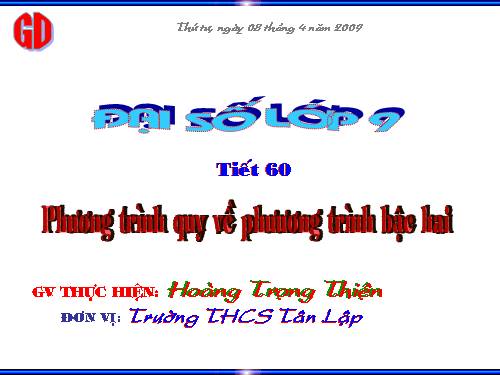 Chương IV. §7. Phương trình quy về phương trình bậc hai