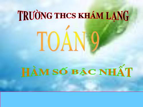 Chương II. §2. Hàm số bậc nhất