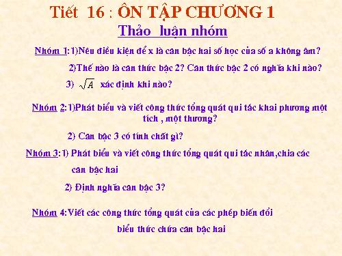 Ôn tập Chương I. Căn bậc hai. Căn bậc ba