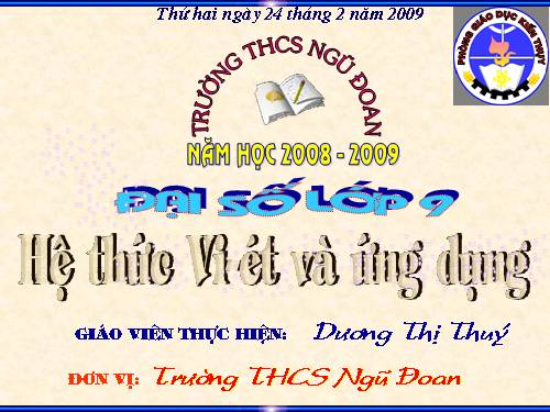 Chương IV. §6. Hệ thức Vi-ét và ứng dụng