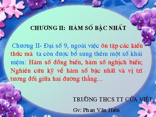 Chương II. §1. Nhắc lại và bổ sung các khái niệm về hàm số