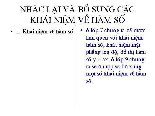 Chương II. §1. Nhắc lại và bổ sung các khái niệm về hàm số