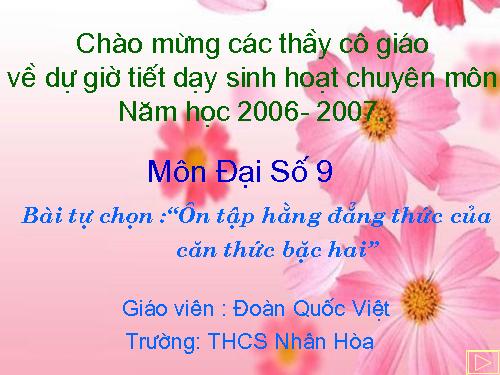 Ôn tập hằng đẳng thức và căn thức bậc hai