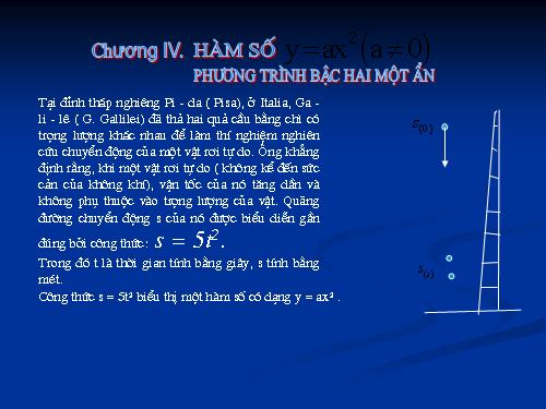 Chương IV. §1. Hàm số y = ax² (a ≠ 0)