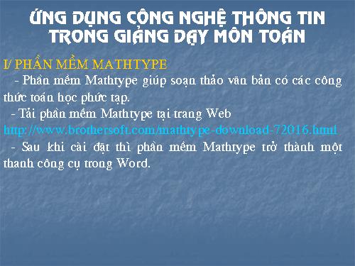 Chuyên đề toán ứng dụng CNTT