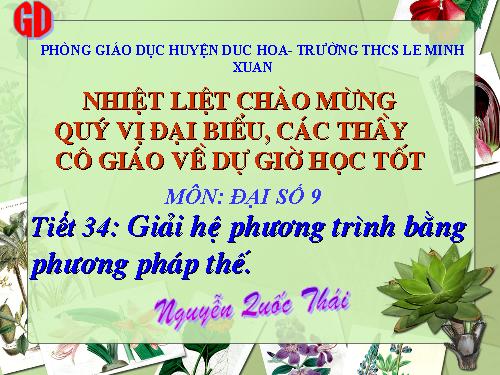 Chương III. §3. Giải hệ phương trình bằng phương pháp thế