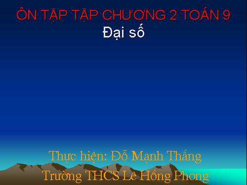 Ôn tập Chương II. Hàm số bậc nhất