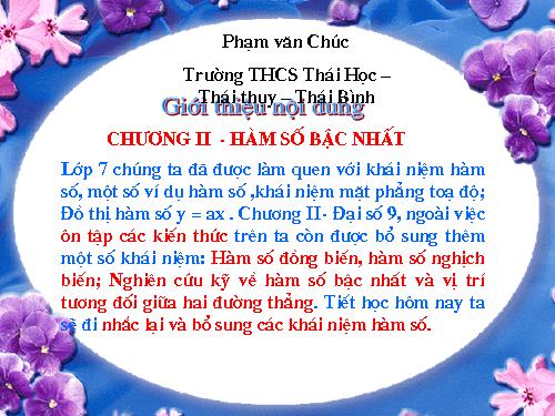 Chương II. §1. Nhắc lại và bổ sung các khái niệm về hàm số
