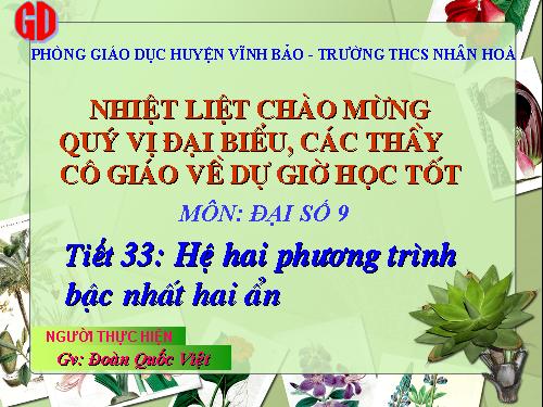 Chương III. §2. Hệ hai phương trình bậc nhất hai ẩn
