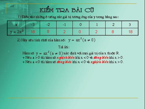 Chương IV. §1. Hàm số y = ax² (a ≠ 0)