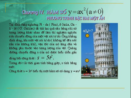 Chương IV. §1. Hàm số y = ax² (a ≠ 0)