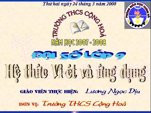 Chương IV. §6. Hệ thức Vi-ét và ứng dụng