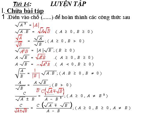 Các bài Luyện tập