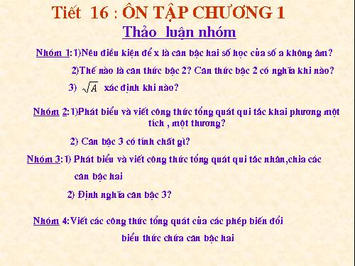 Ôn tập Chương I. Căn bậc hai. Căn bậc ba
