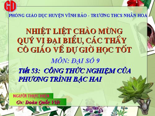 Chương IV. §4. Công thức nghiệm của phương trình bậc hai