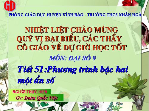 Chương IV. §3. Phương trình bậc hai một ẩn