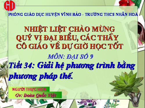 Chương III. §3. Giải hệ phương trình bằng phương pháp thế