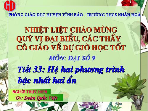 Chương III. §2. Hệ hai phương trình bậc nhất hai ẩn