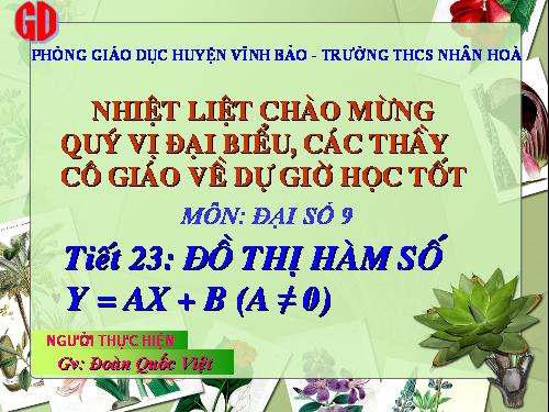 Chương II. §3. Đồ thị của hàm số y = ax + b (a ≠ 0)