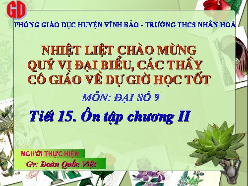 Ôn tập Chương II. Hàm số bậc nhất