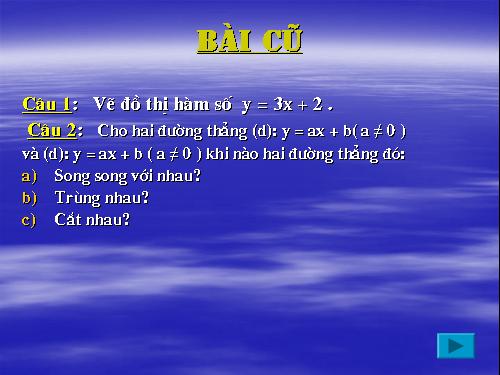 Chương II. §5. Hệ số góc của đường thẳng y = ax + b (a ≠ 0)