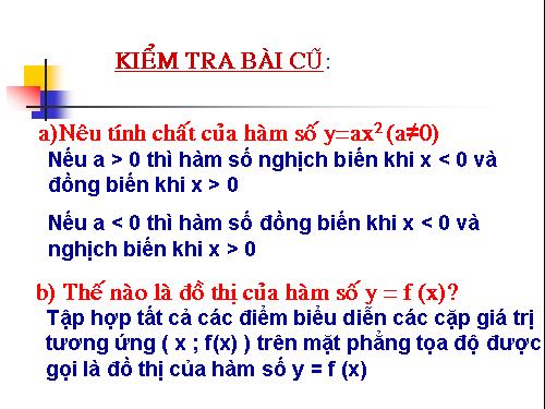Chương IV. §2. Đồ thị của hàm số y = ax² (a ≠ 0)