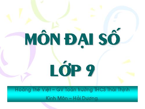 Chương IV. §3. Phương trình bậc hai một ẩn