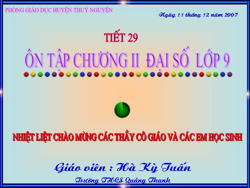 Ôn tập Chương II. Hàm số bậc nhất