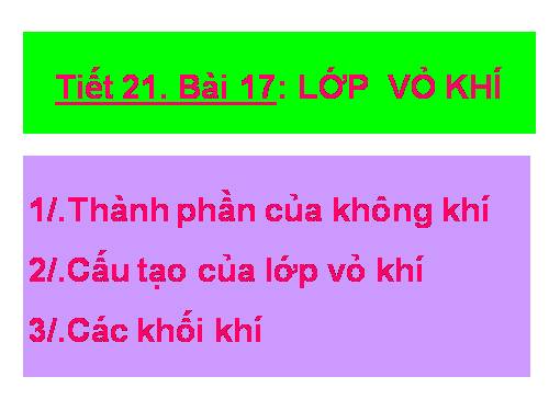 Bài 17. Lớp vỏ khí