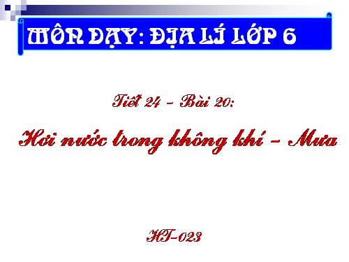 Bài 20. Hơi nước trong không khí. Mưa