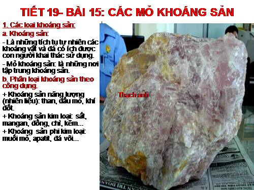 Bài 15. Các mỏ khoáng sản