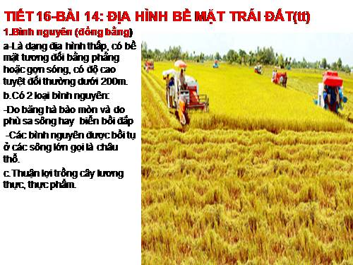 Bài 14. Địa hình bề mặt Trái Đất (tiếp theo)