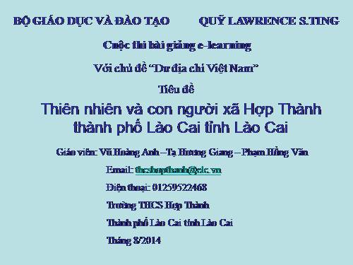 Dư địa chí Hợp Thành - TP Lào Cai