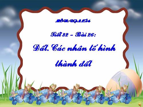 Bài 26. Đất. Các nhân tố hình thành đất