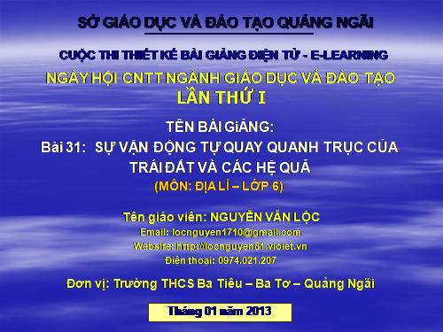 Bài 7. Sự vận động tự quay quanh trục của Trái Đất và các hệ quả