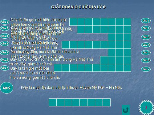 Giải đoán ô chữ địa lý 6