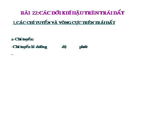 Bài 22. Các đới khí hậu trên Trái Đất