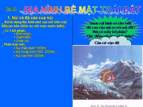 Bài 13. Địa hình bề mặt Trái Đất