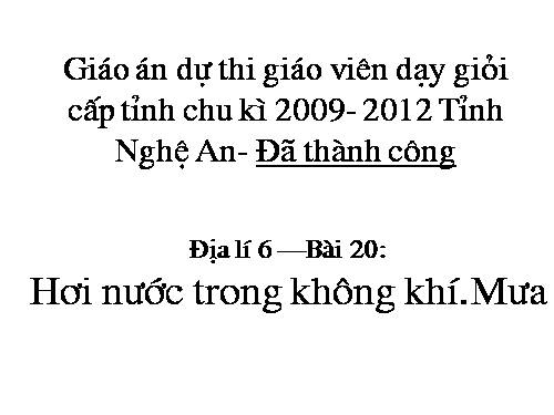 Bài 20. Hơi nước trong không khí. Mưa